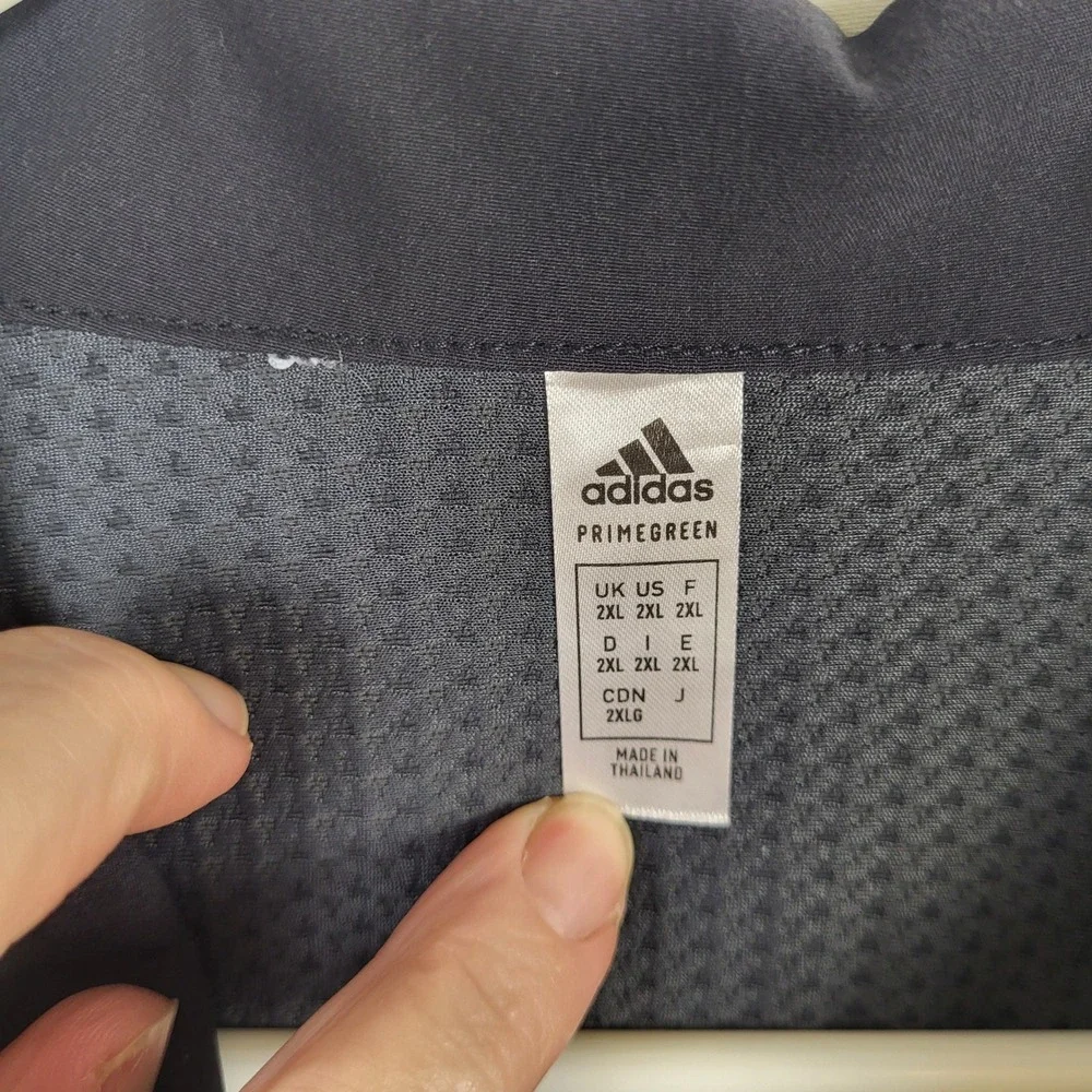 Adidas HEAT.RDY Polo Shirt Mens 2XL Gray‎ Striped Primegreen Golf Performance